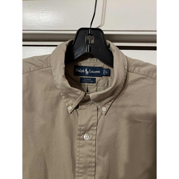 Ralph Lauren Blake Button Down Shirt Sz Large Flesh Pony Beige Khaki - Picture 5 of 7